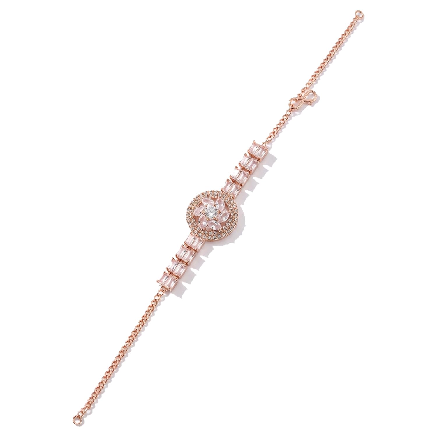 Aishri Rose Gold Plated Crystal Floral Bracelet & Girls