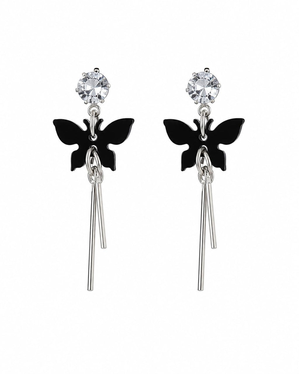Aishri Black Tone Butterfly Dangle Earrings