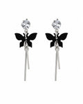 Aishri Black Tone Butterfly Dangle Earrings