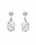 Aishri Silver Tone Pearl Drop Earrings