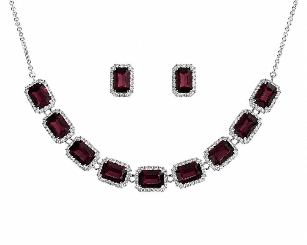 Aishri Burgundy Crystal Necklace Set