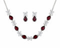 Aishri Ruby Crystal Silver Necklace Set