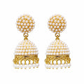 Aishri Gold Plated Pearl Studded Jhumka Earrings