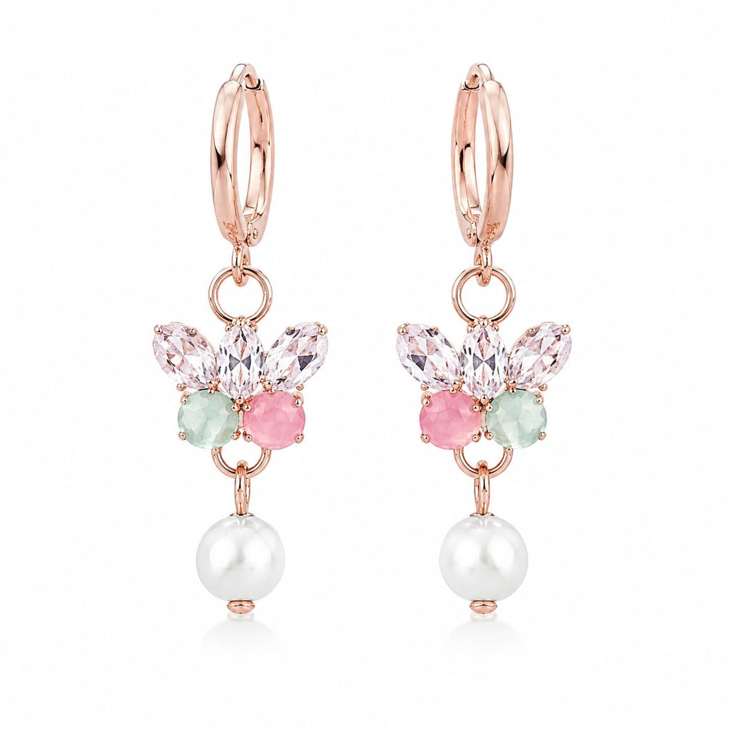 Aishri Rose Gold Tone Floral Fashion Earrings