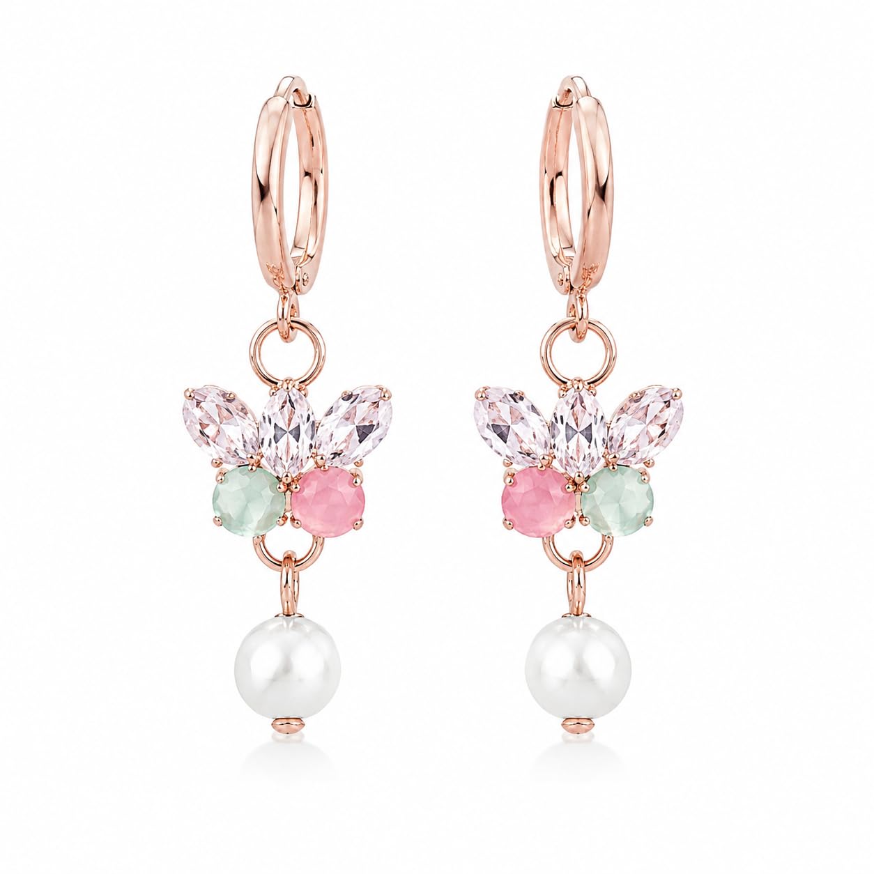 Aishri Rose Gold Tone Floral Fashion Earrings