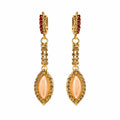 Aishri Gold Tone Marquise Stone Dangle Earrings