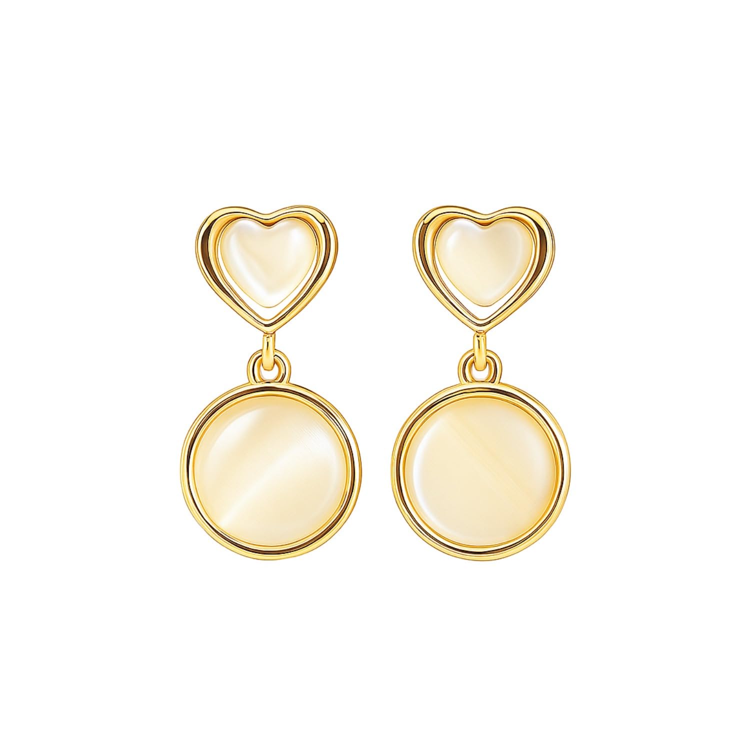 Ashri Gold-Plated Heart & Round Dangle Earrings