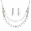 Aishri Silver Pearl Crystal Necklace Set