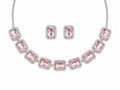 Aishri Pink Crystal Silver Necklace Set