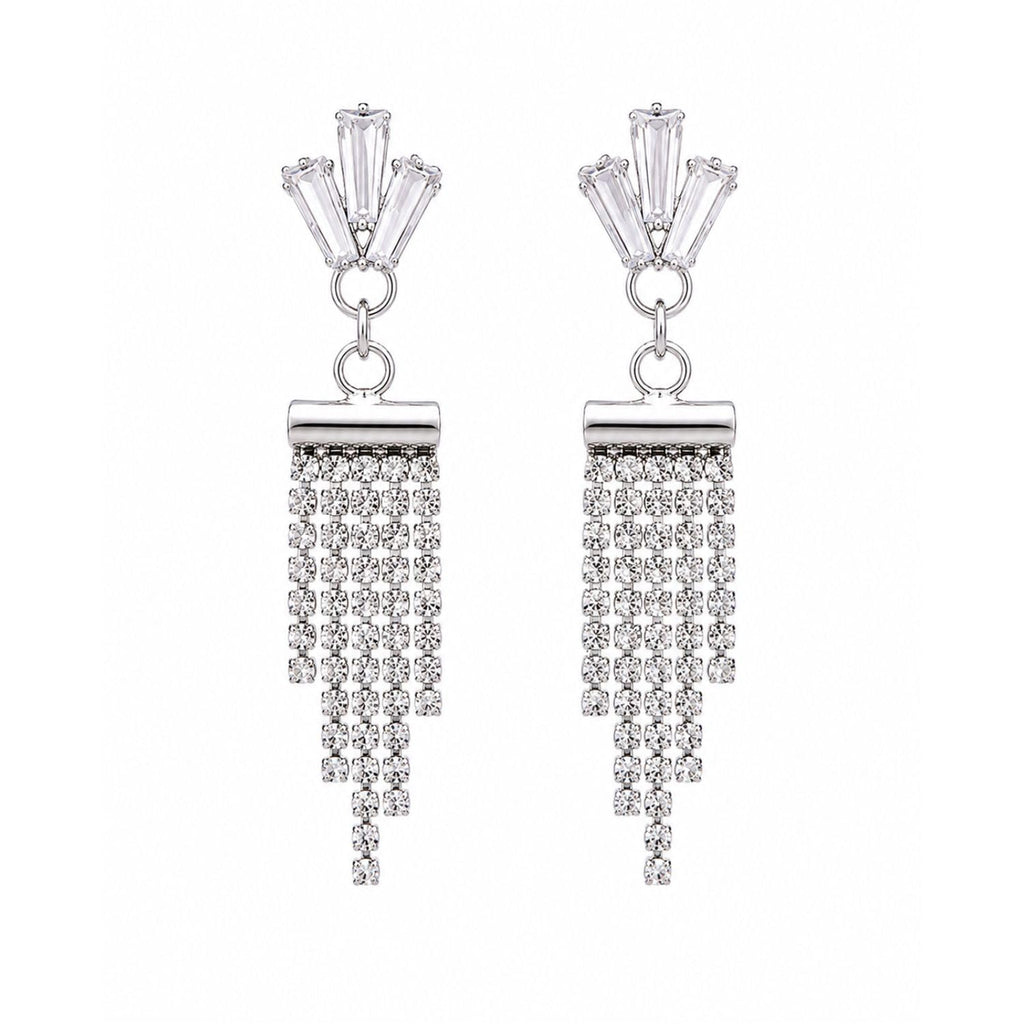 Aishri Silver Tone Tassel Dangle Earrings