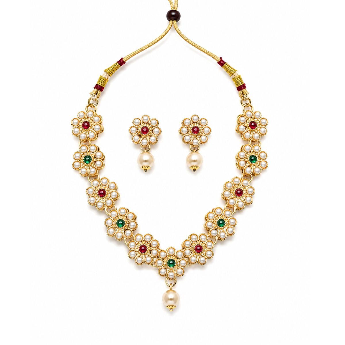 Aishri Pearl Green Necklace Set