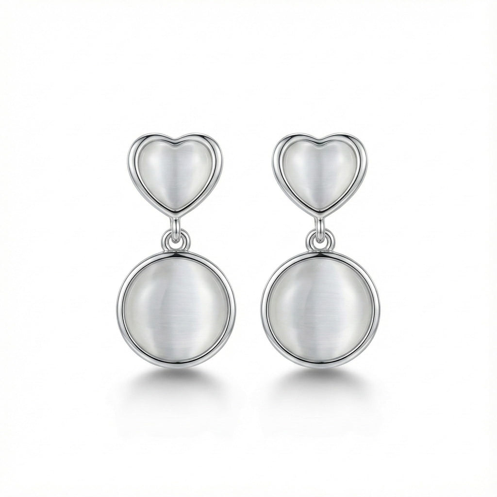 Aishri Artificial Heart & Round Dangle Earrings