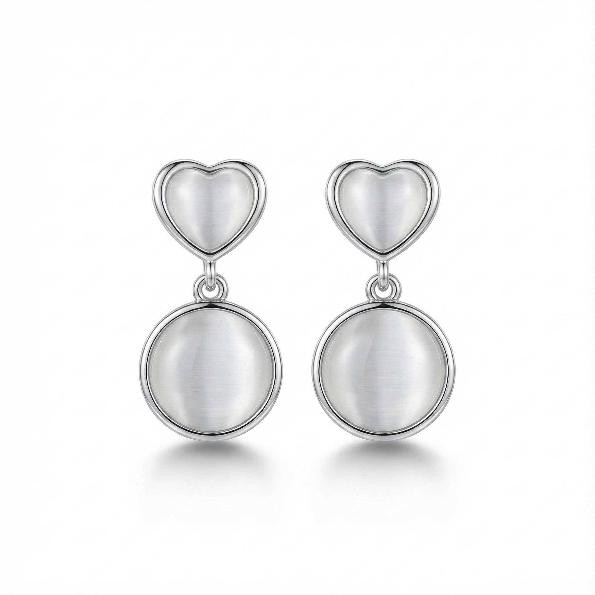 Aishri Artificial Heart & Round Dangle Earrings