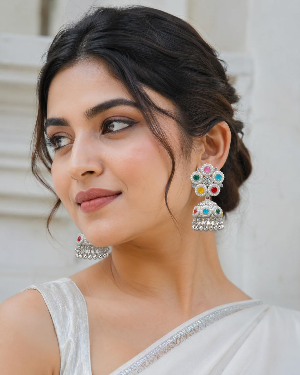 Aishri Multicolor Pearl Jhumka Earrings