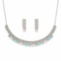 Aishri Multicolor American Diamond Necklace Set with Matching Earrings