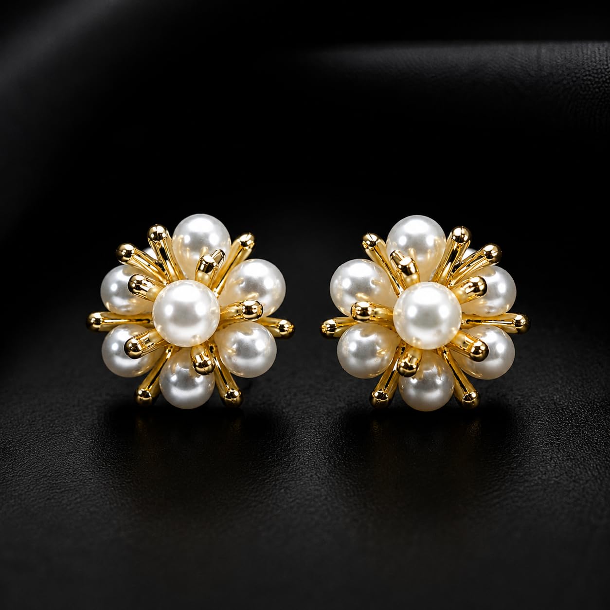 Aishri Gold Tone Pearl Drop Earrings