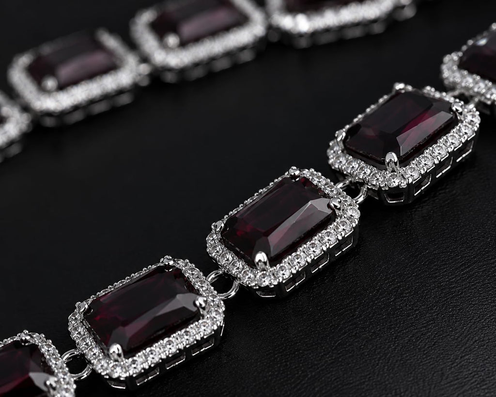 Aishri Burgundy Crystal Necklace Set