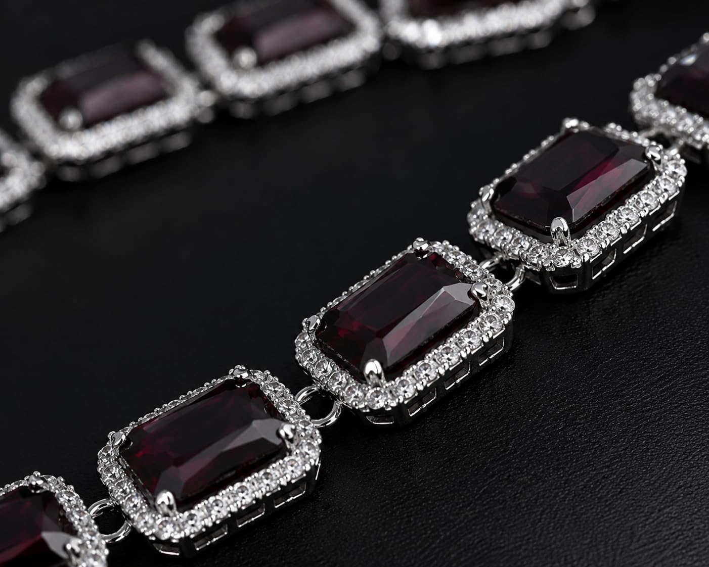 Aishri Burgundy Crystal Necklace Set