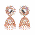 Aishri Rose Gold Mirror Work Jhumka Earrings