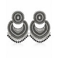Aishri Oxidised Silver Tone Chandbali Dangle Earrings