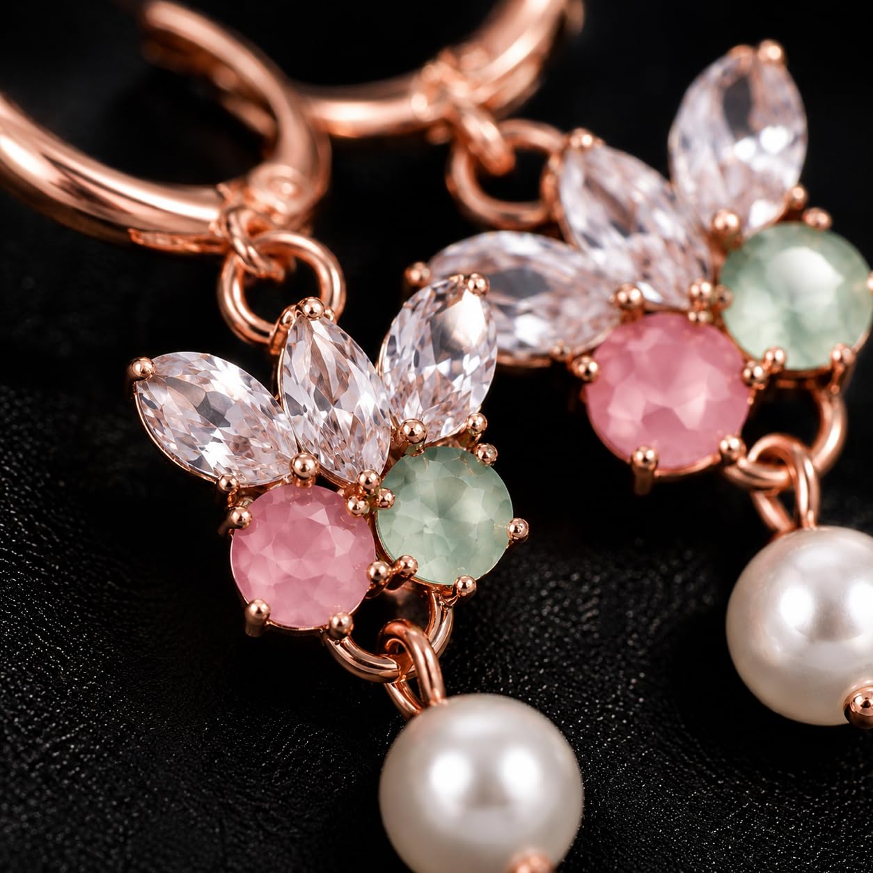 Aishri Rose Gold Tone Floral Fashion Earrings