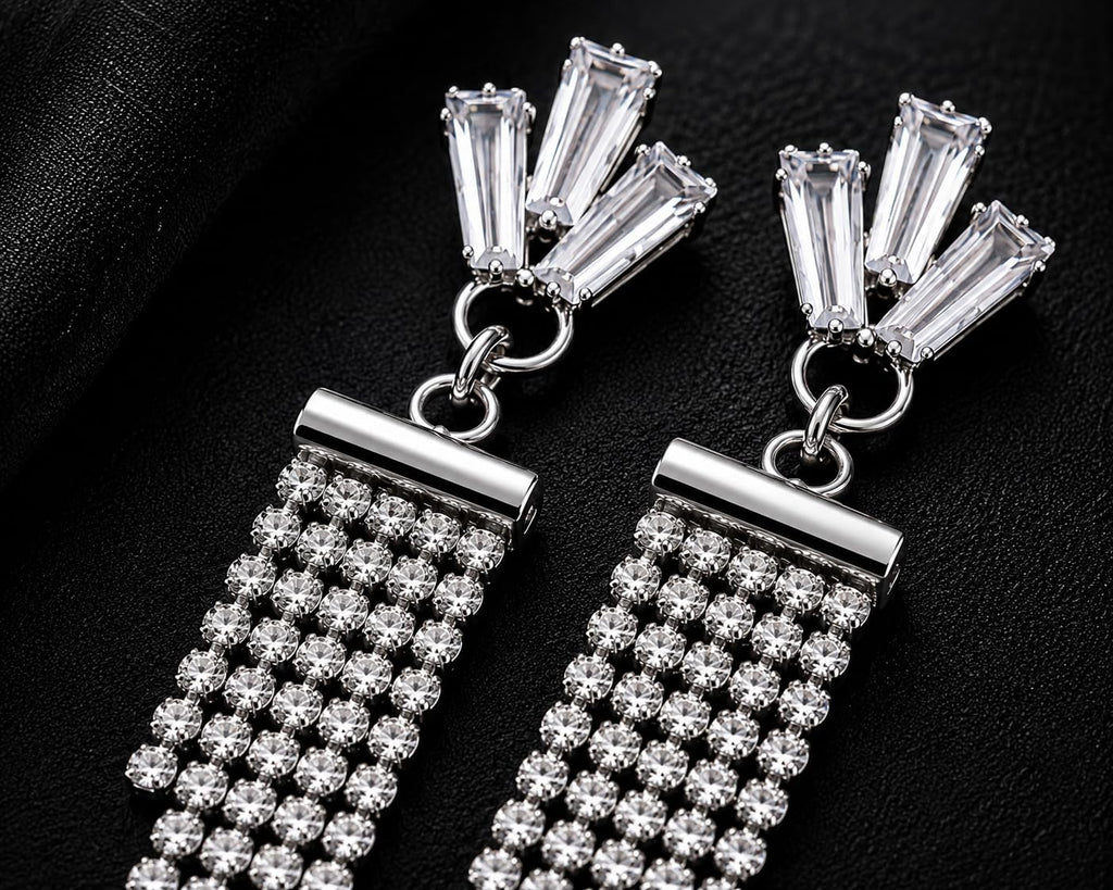 Aishri Silver Tone Tassel Dangle Earrings