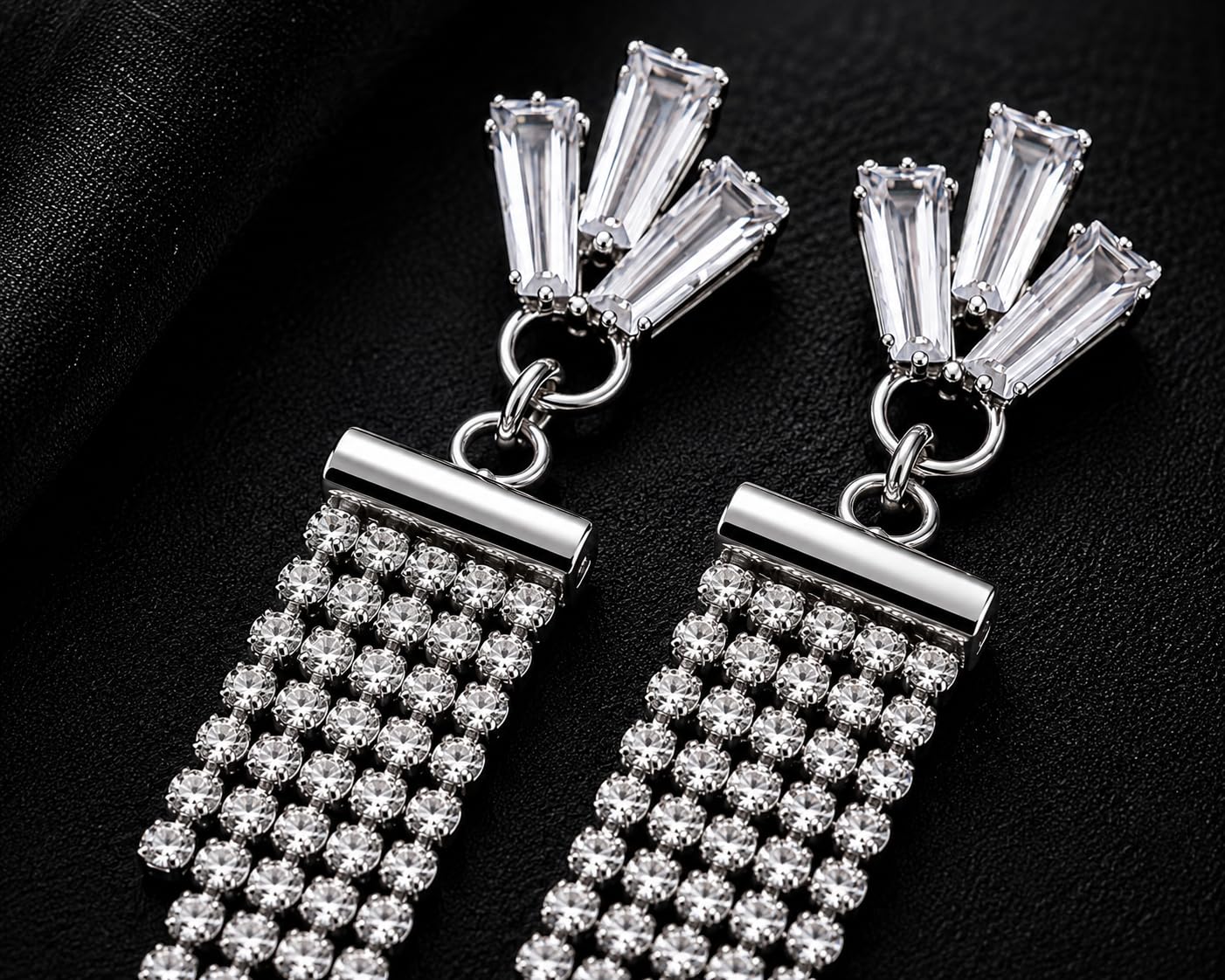 Aishri Silver Tone Tassel Dangle Earrings
