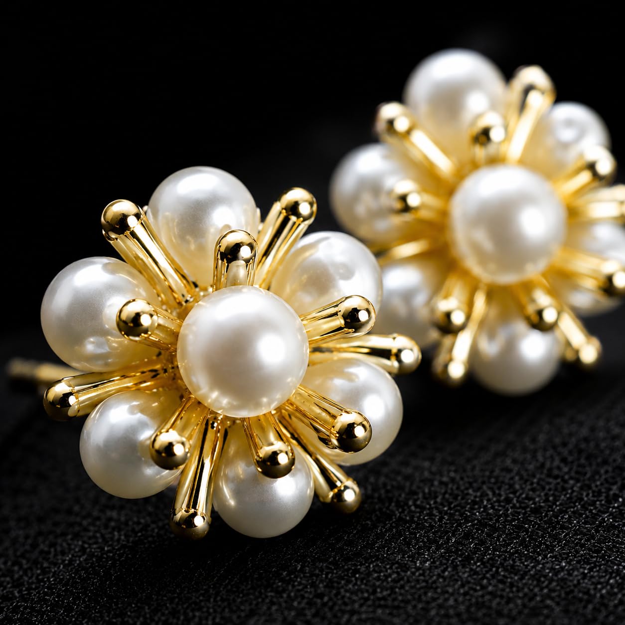Aishri Gold Tone Pearl Drop Earrings