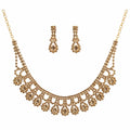 Aishri Champagne American Diamond Necklace Set with Matching Earrings