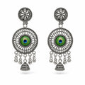 Aishri Oxidised Silver Tone Drop Earrings