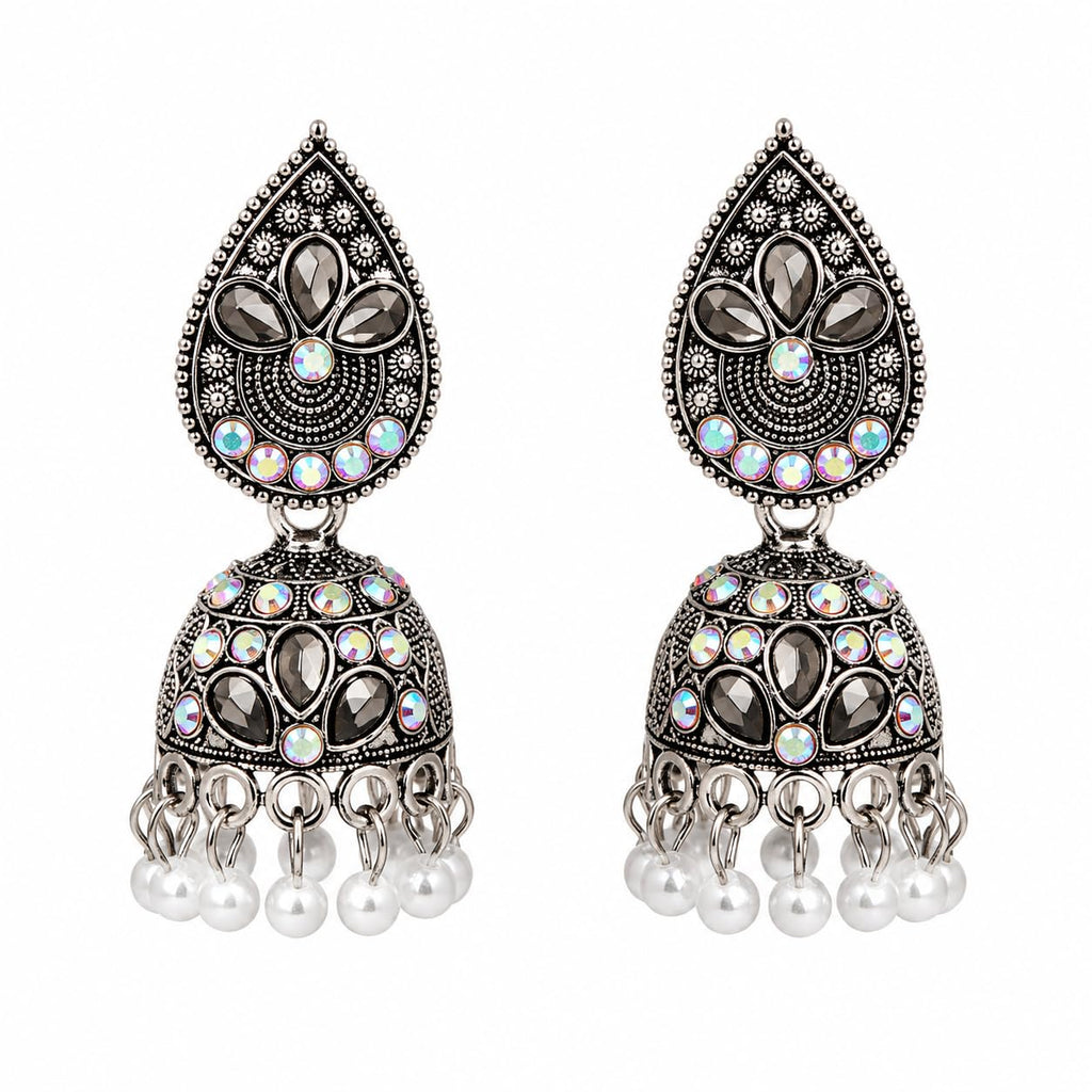 Aishri Oxidized Silver Jhumka Earrings