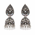 Aishri Oxidized Silver Jhumka Earrings