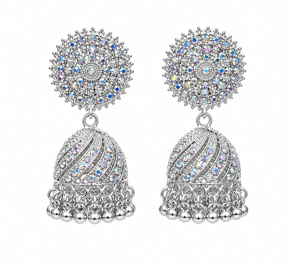 Aishri Silver Tone Jhumki Earrings
